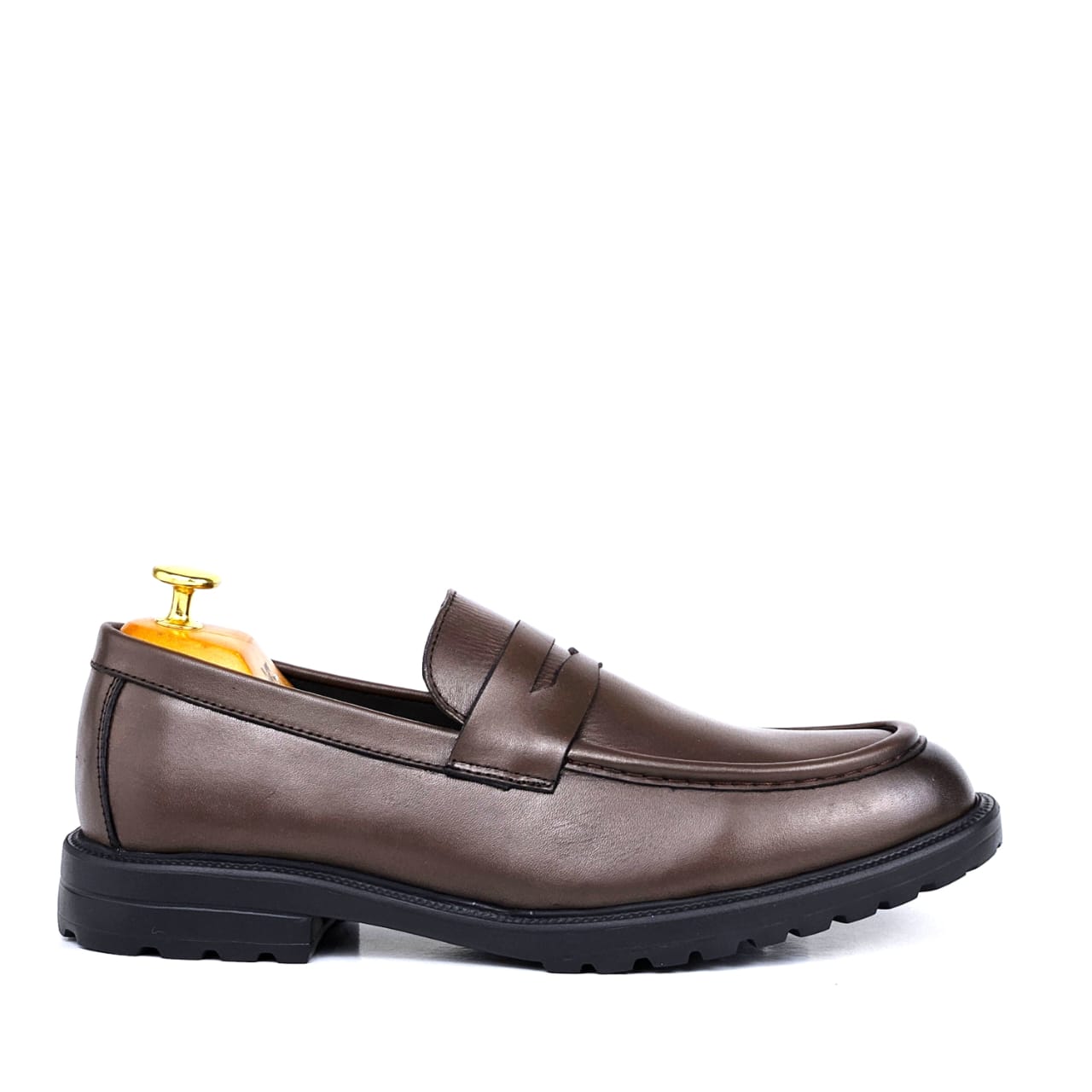 045 Chaussures Homme Mocassins sports en cuir marron