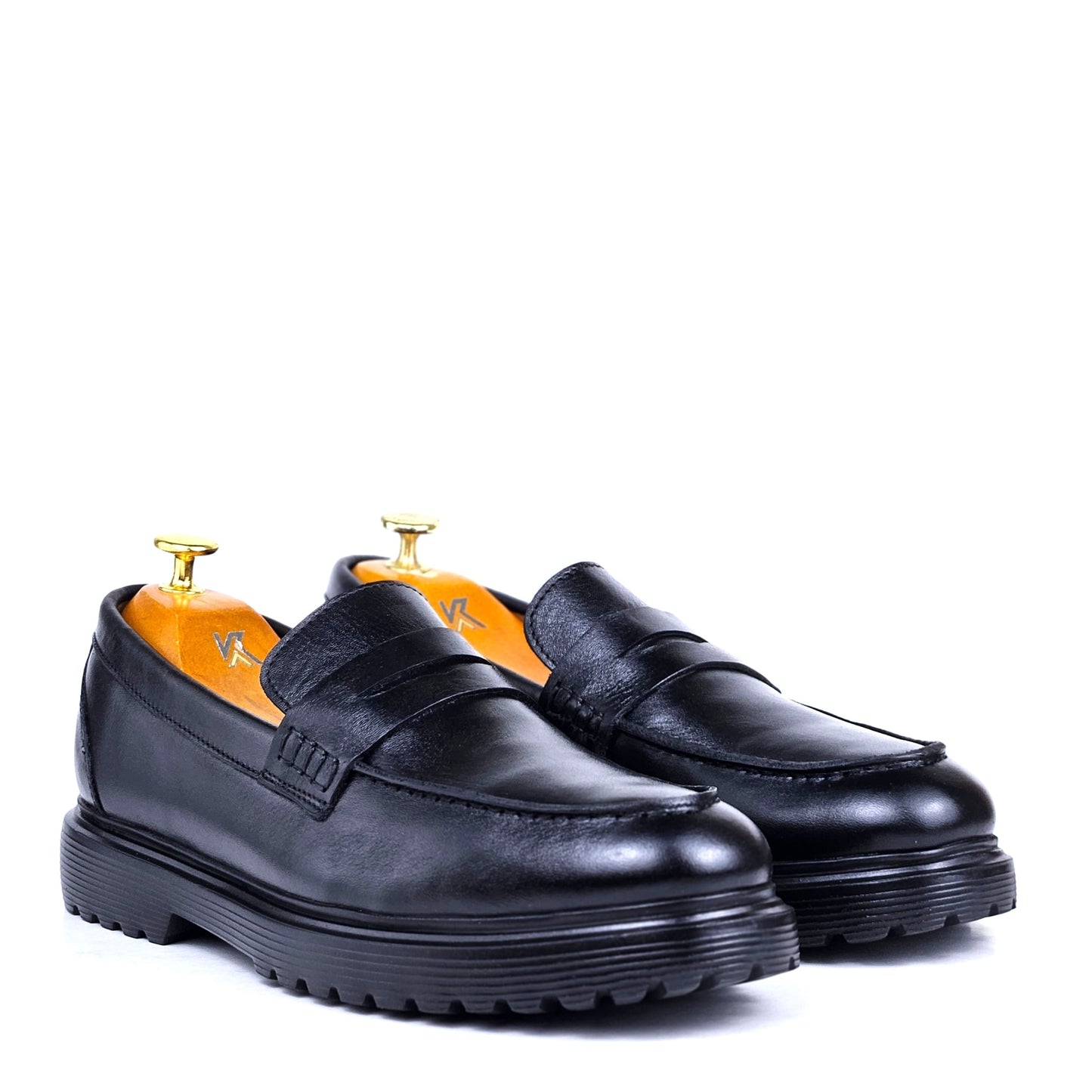 066 Chaussures Homme Mocassins sports en cuir noir