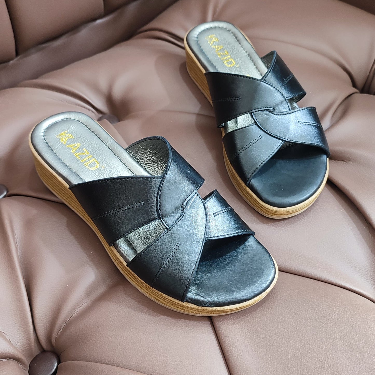 081 sandale kazid cuir  femme noir