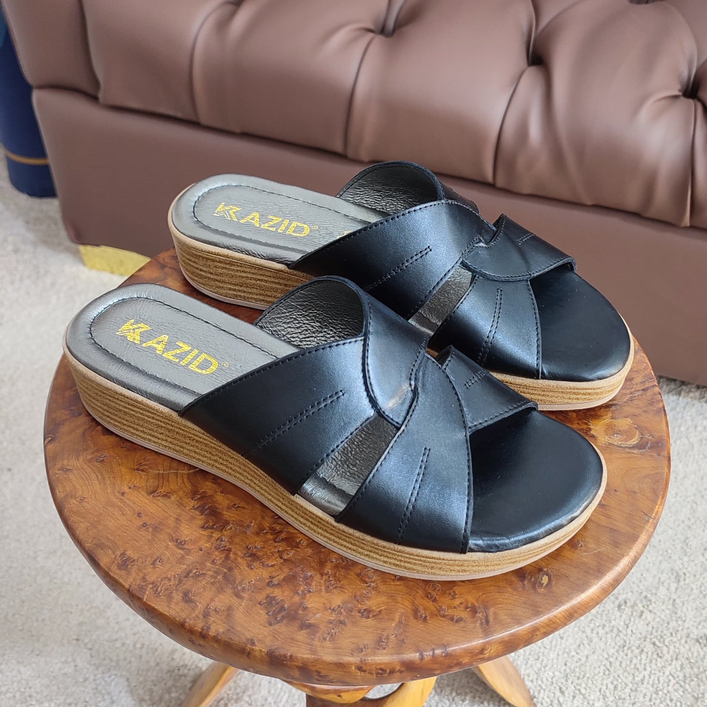 081 sandale kazid cuir  femme noir