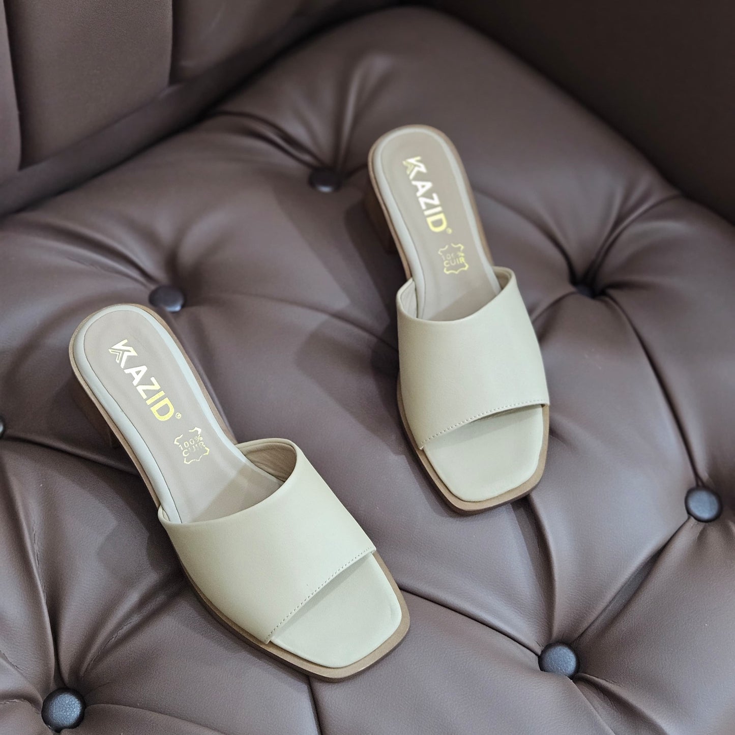 086 sandale kazid cuir  femme beige