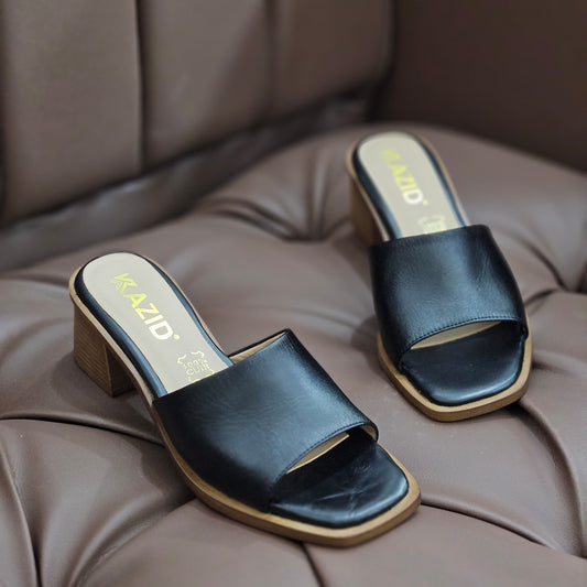 086 sandale kazid cuir  femme noir