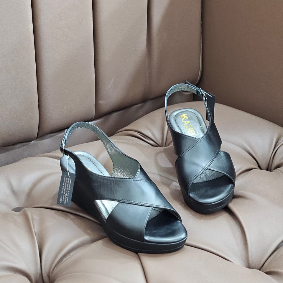 088 sandale kazid cuir  femme noir