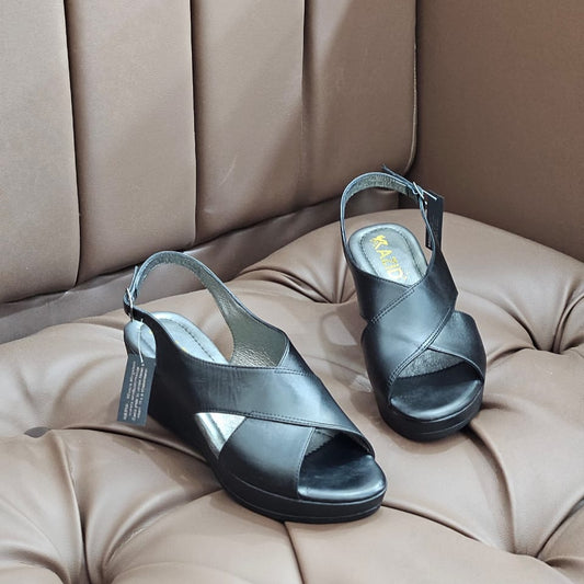 088 sandale kazid cuir  femme noir