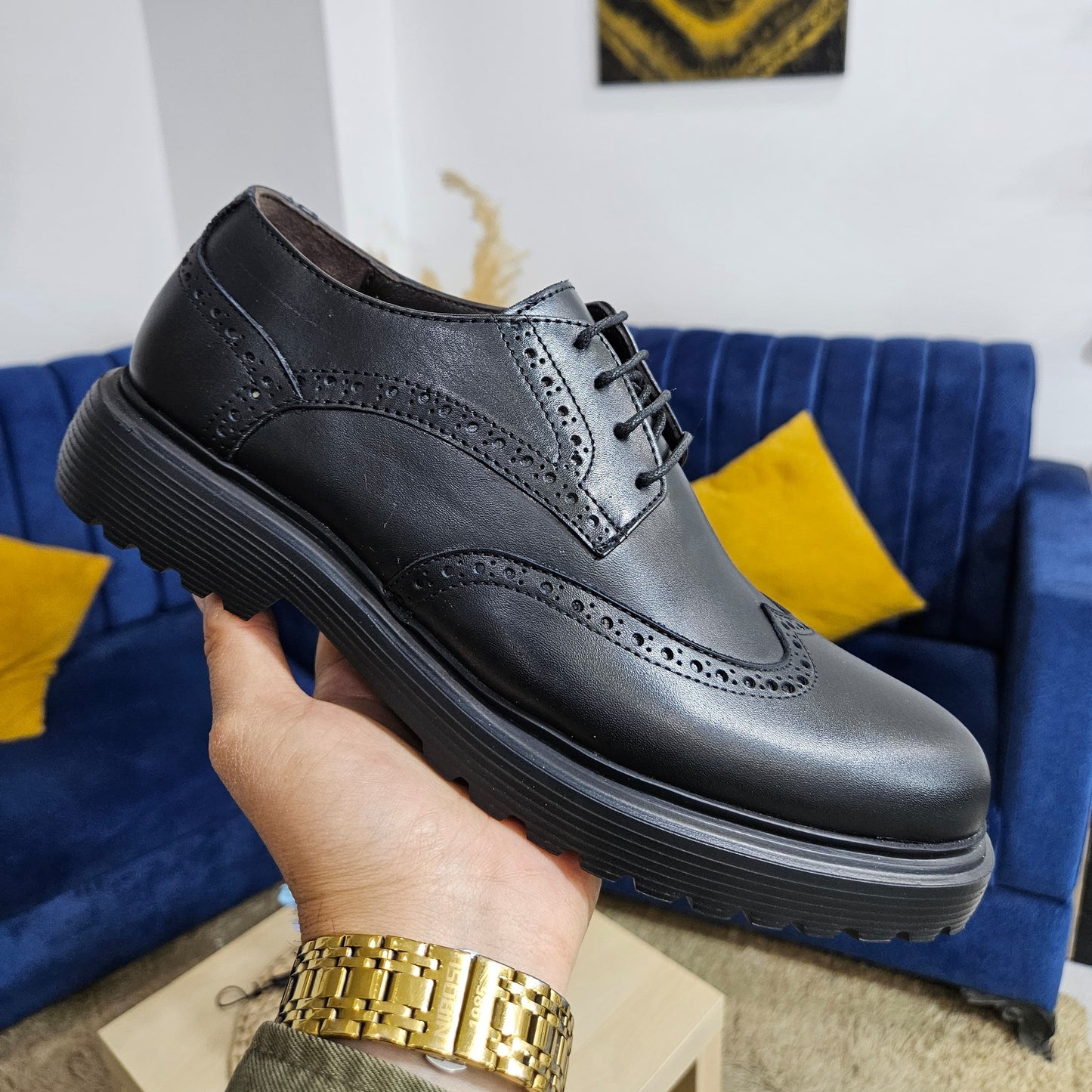 0415 chaussure Richelieu homme en cuir noir