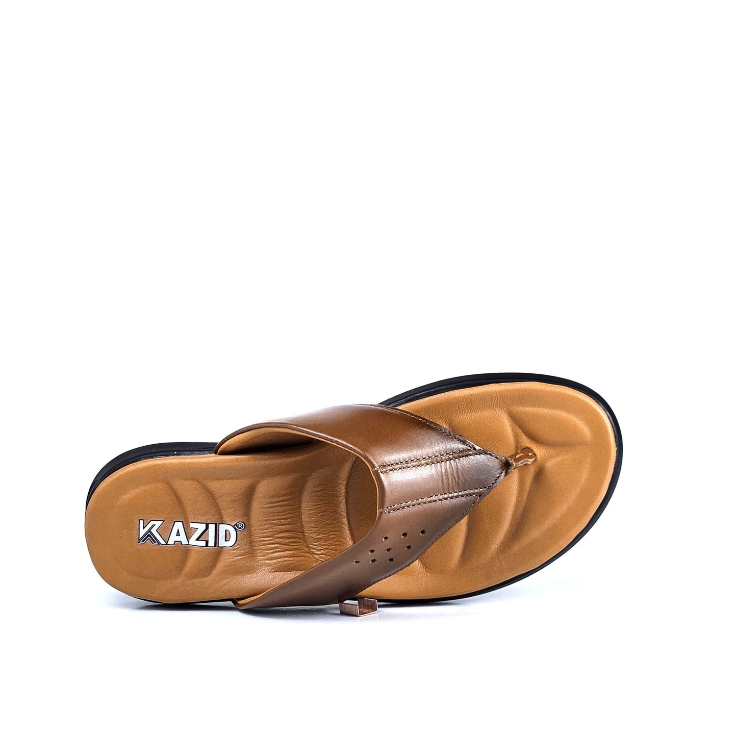 041 sandale confort en cuir homme marron tabac