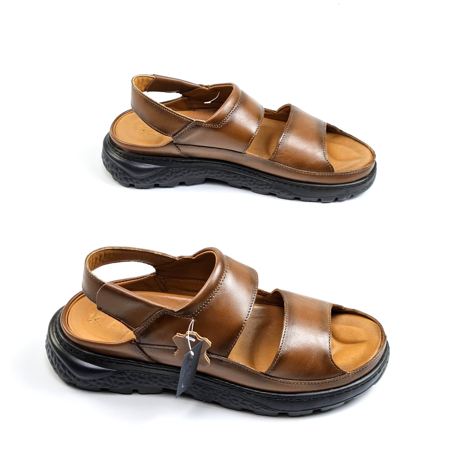 0206 sandale confort en cuir  homme marron
