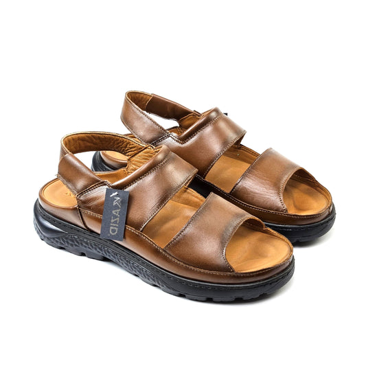 0206 sandale confort en cuir  homme marron