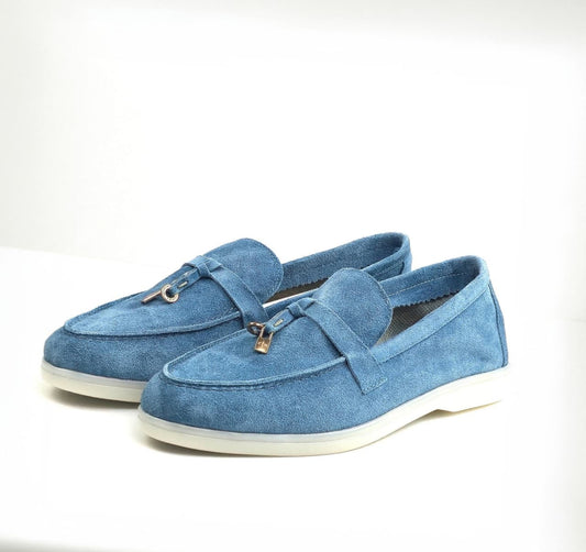 0116 chaussure Femme en cuir daim bleu-ciel
