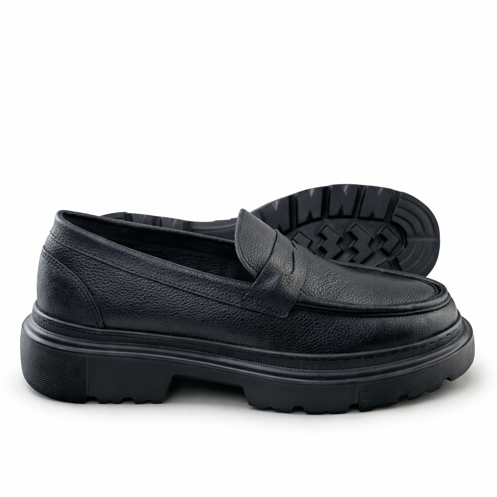 049 Chaussures Homme Mocassins sports en cuir noir