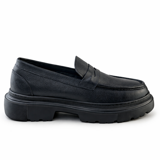 049 Chaussures Homme Mocassins sports en cuir noir
