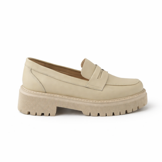 0817 chaussure en cuir femme beige/noir