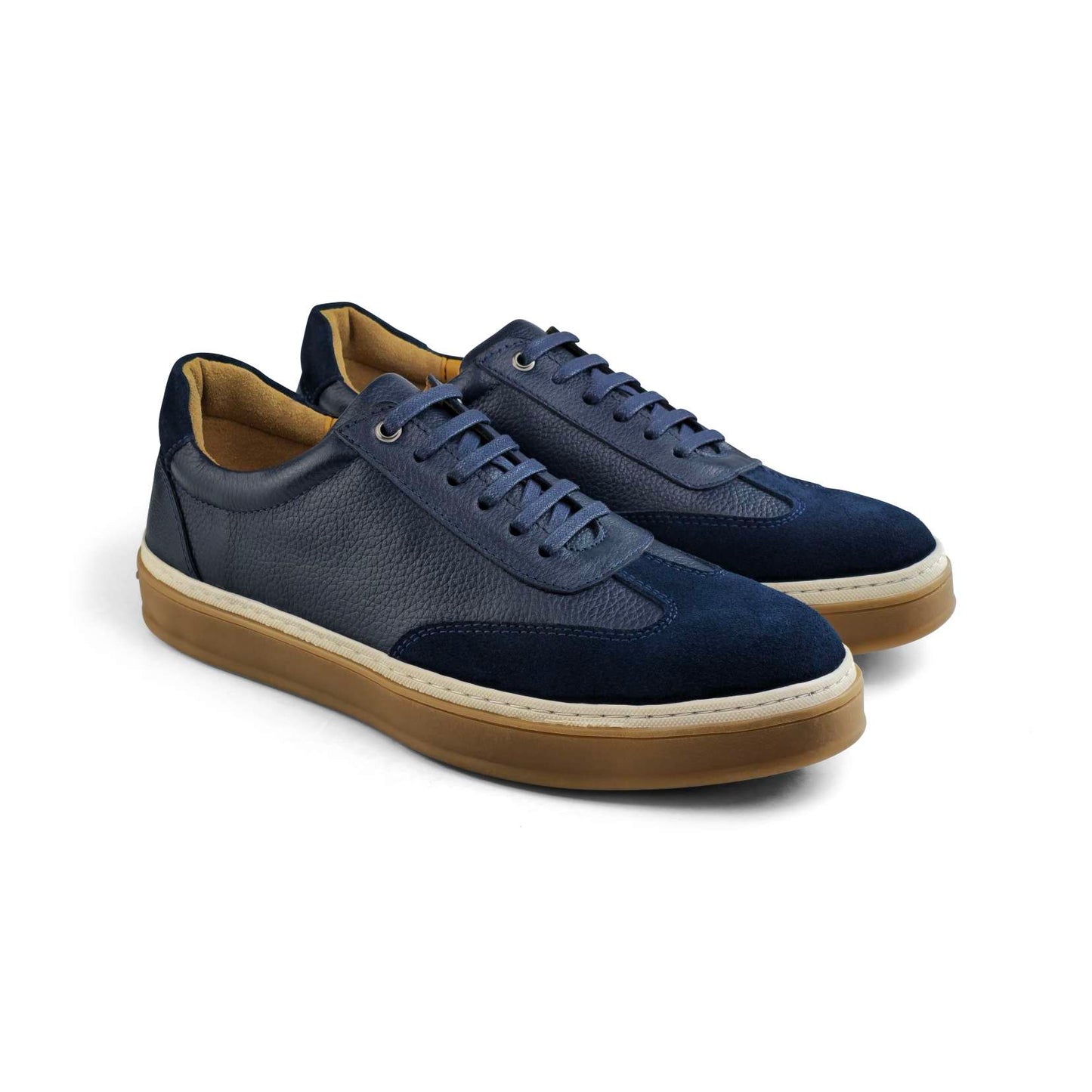 0235 Chaussure Sneaker Homme en cuir  bleumarin