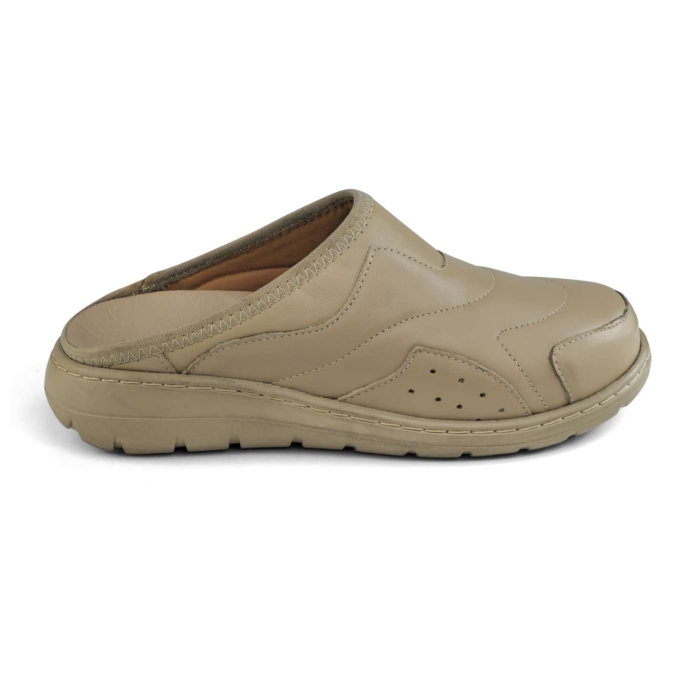 0501 sabot confort en cuir  femme beige