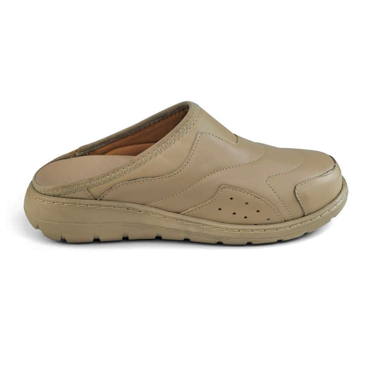 0501 sabot confort en cuir  femme beige
