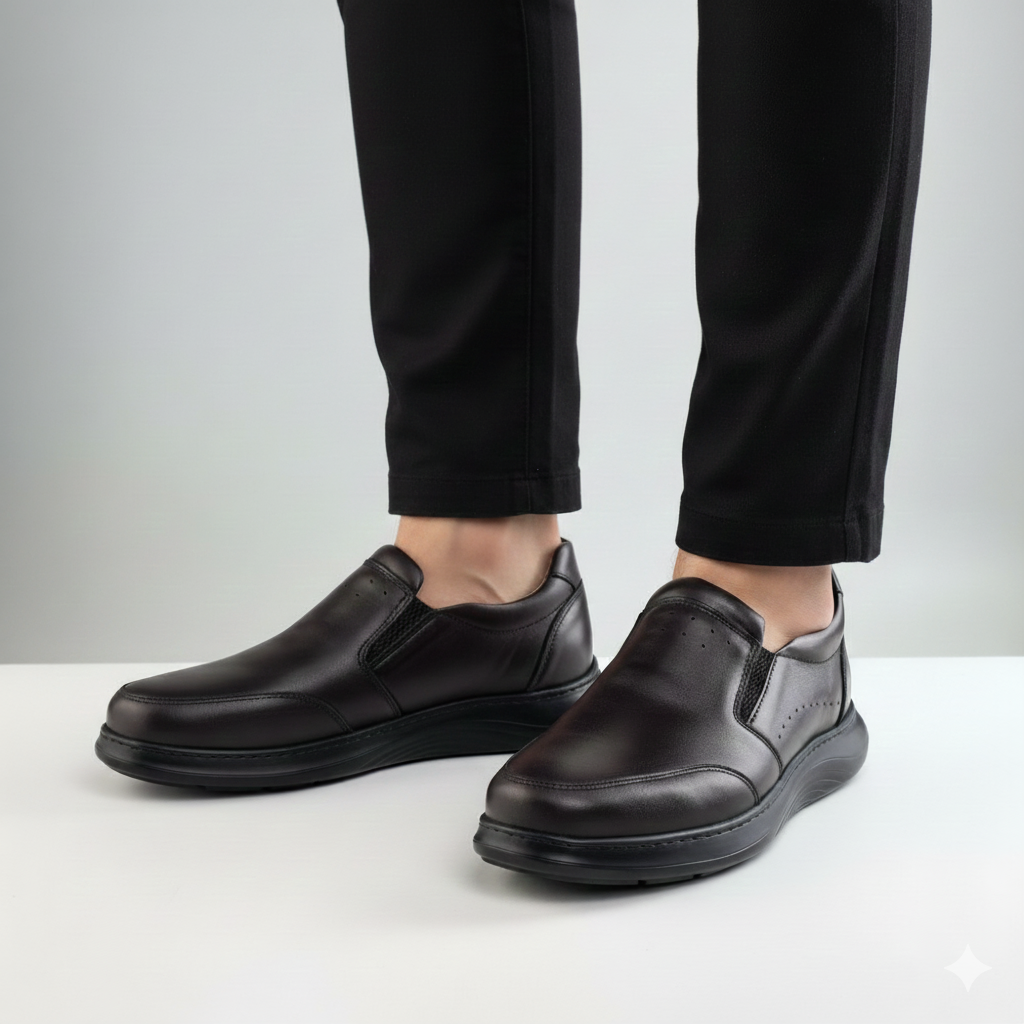 014 chaussure CONFORT EN CUIR NOIR MARRON