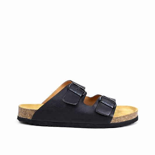 043 sandale confort en cuir homme noir
