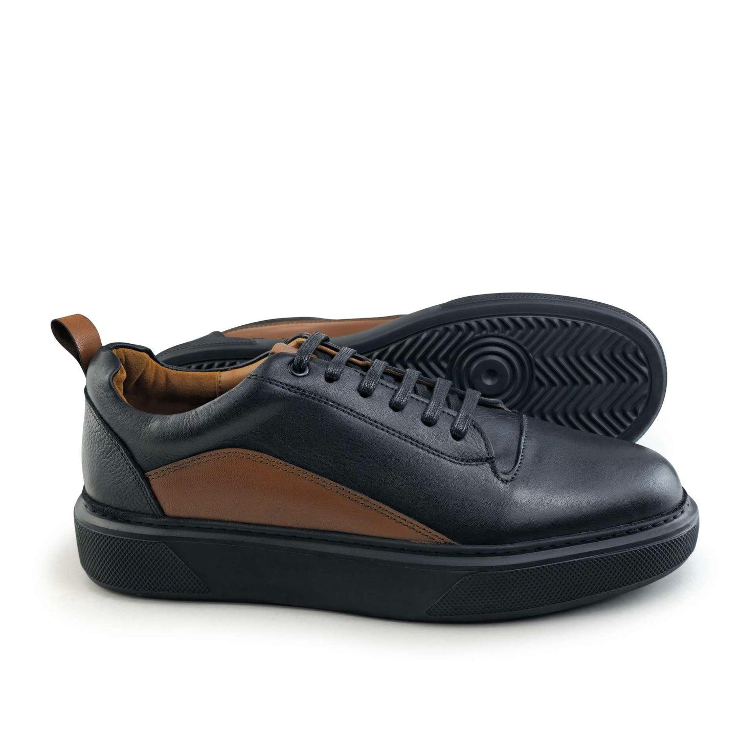 0225 Chaussure Sneaker Homme en cuir  noir/noir