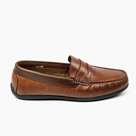 046 Chaussures Homme Mocassins sports en cuir marron