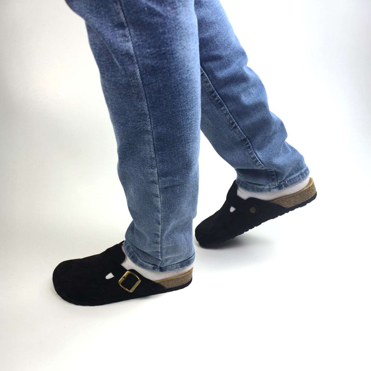 0207 sabot cuir daim homme/femme noir