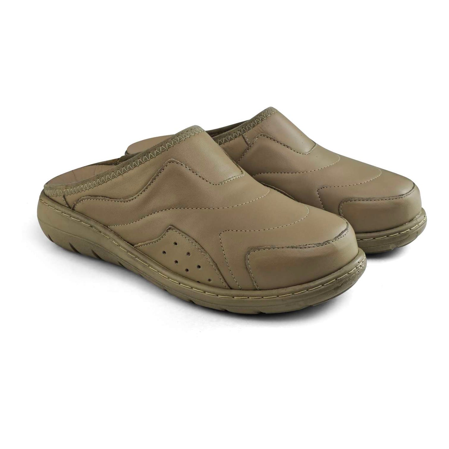 0501 sabot confort en cuir  femme beige