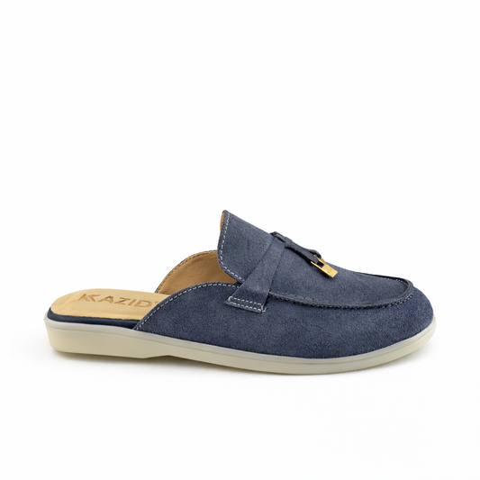 0119 mule Femme en cuir daim gris