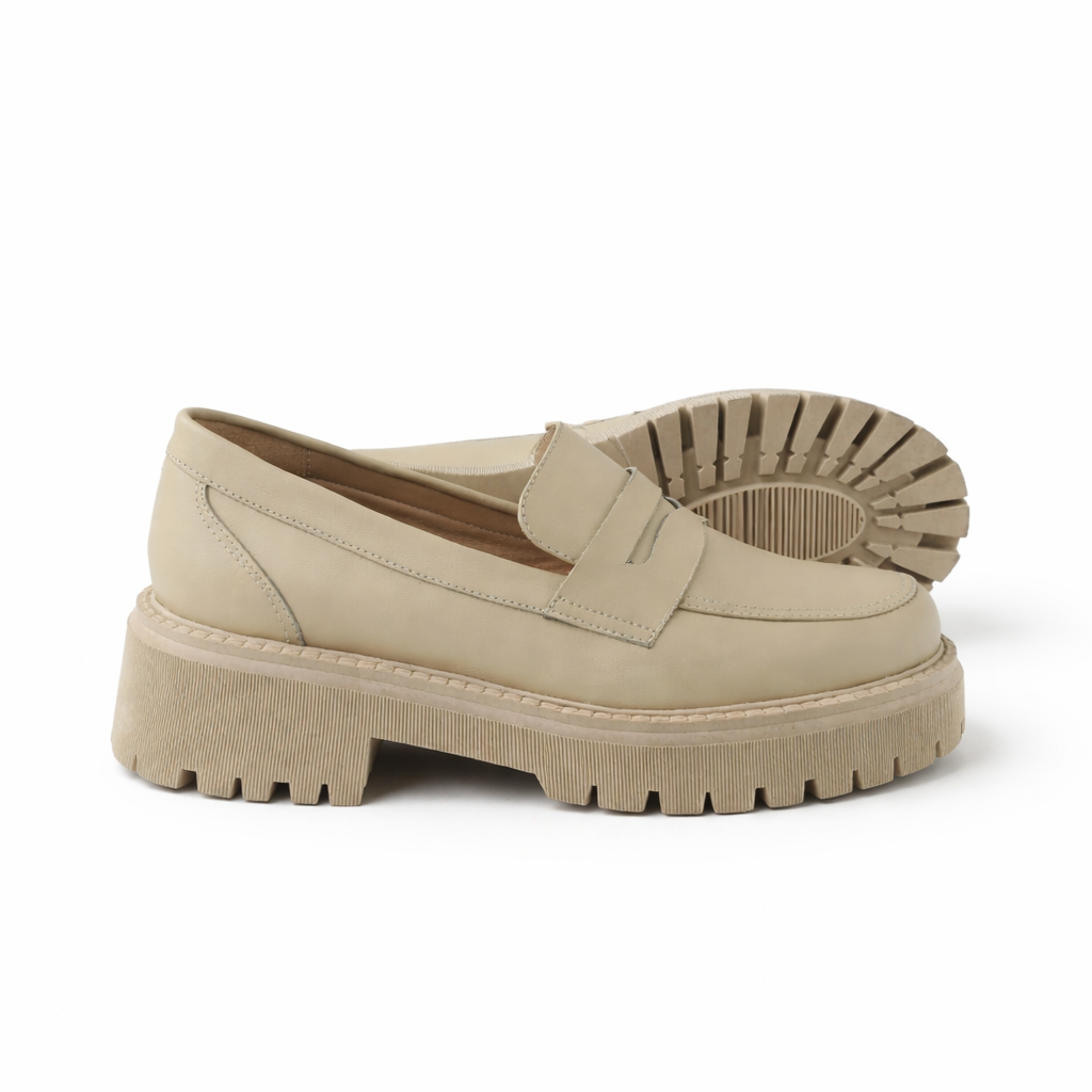 0817 chaussure en cuir femme beige/noir