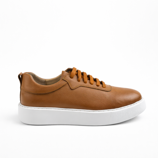 0902 Chaussure Sneaker Homme en cuir tabac
