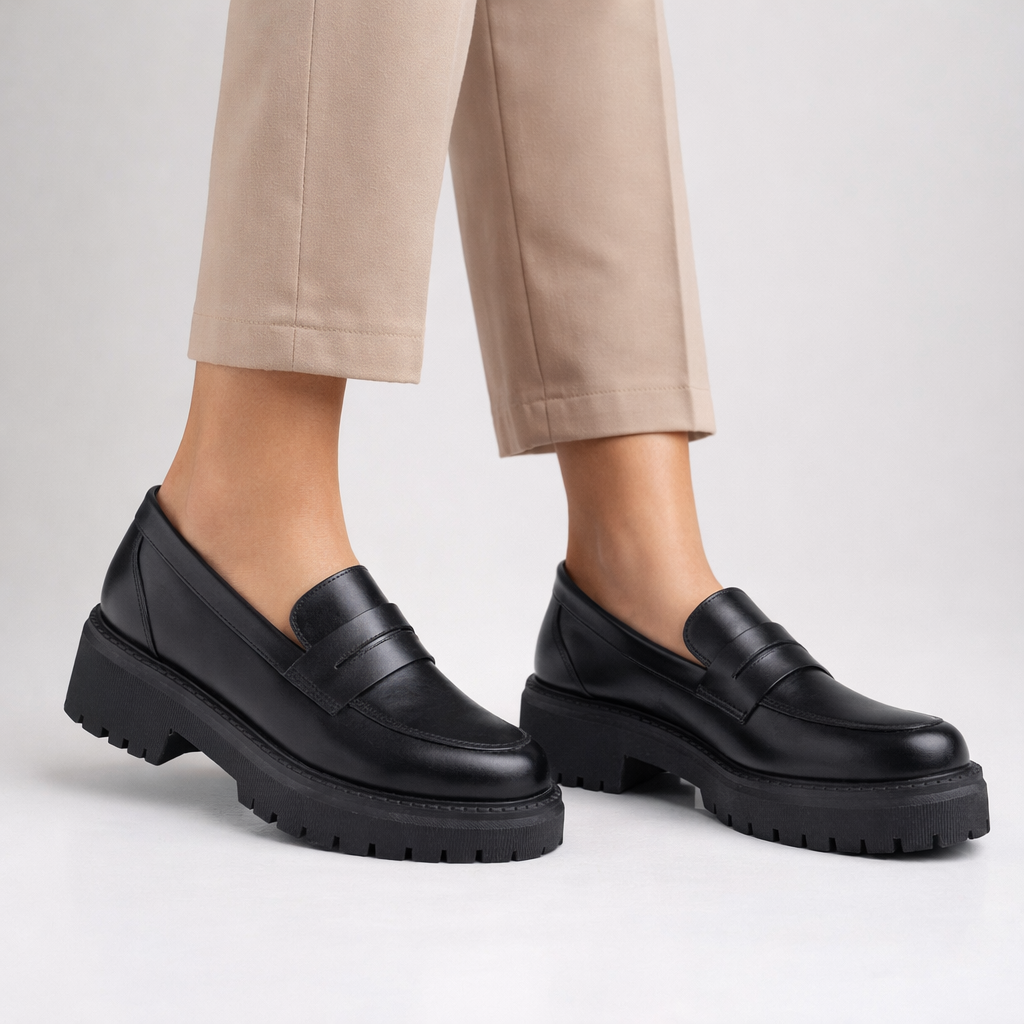 0817 chaussure en cuir femme noir