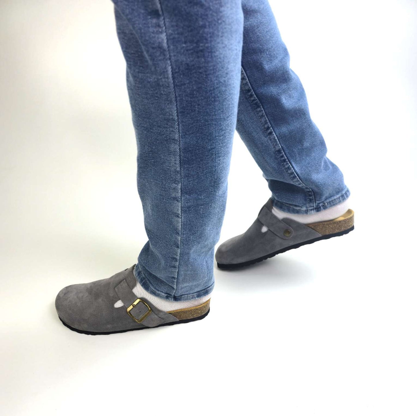 0207 sabot cuir daim homme/femme gris