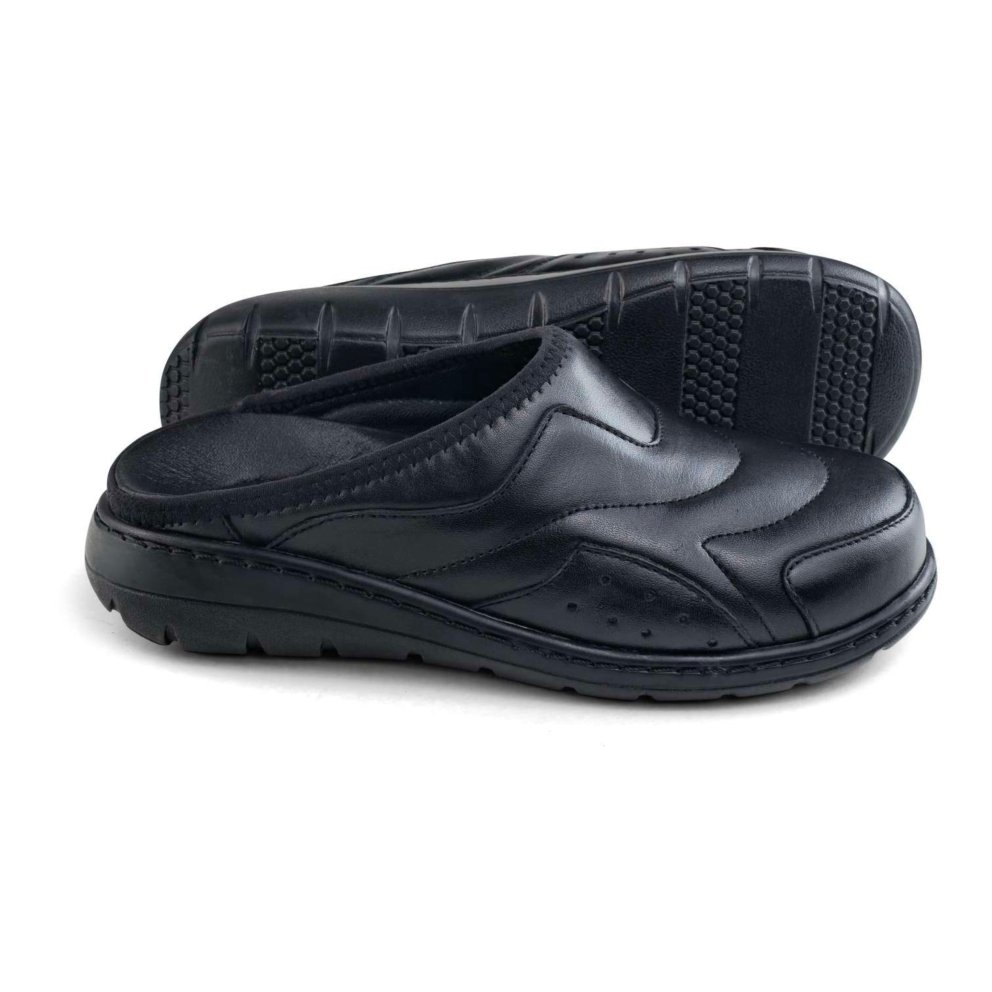 0501 sabot confort en cuir  femme noir