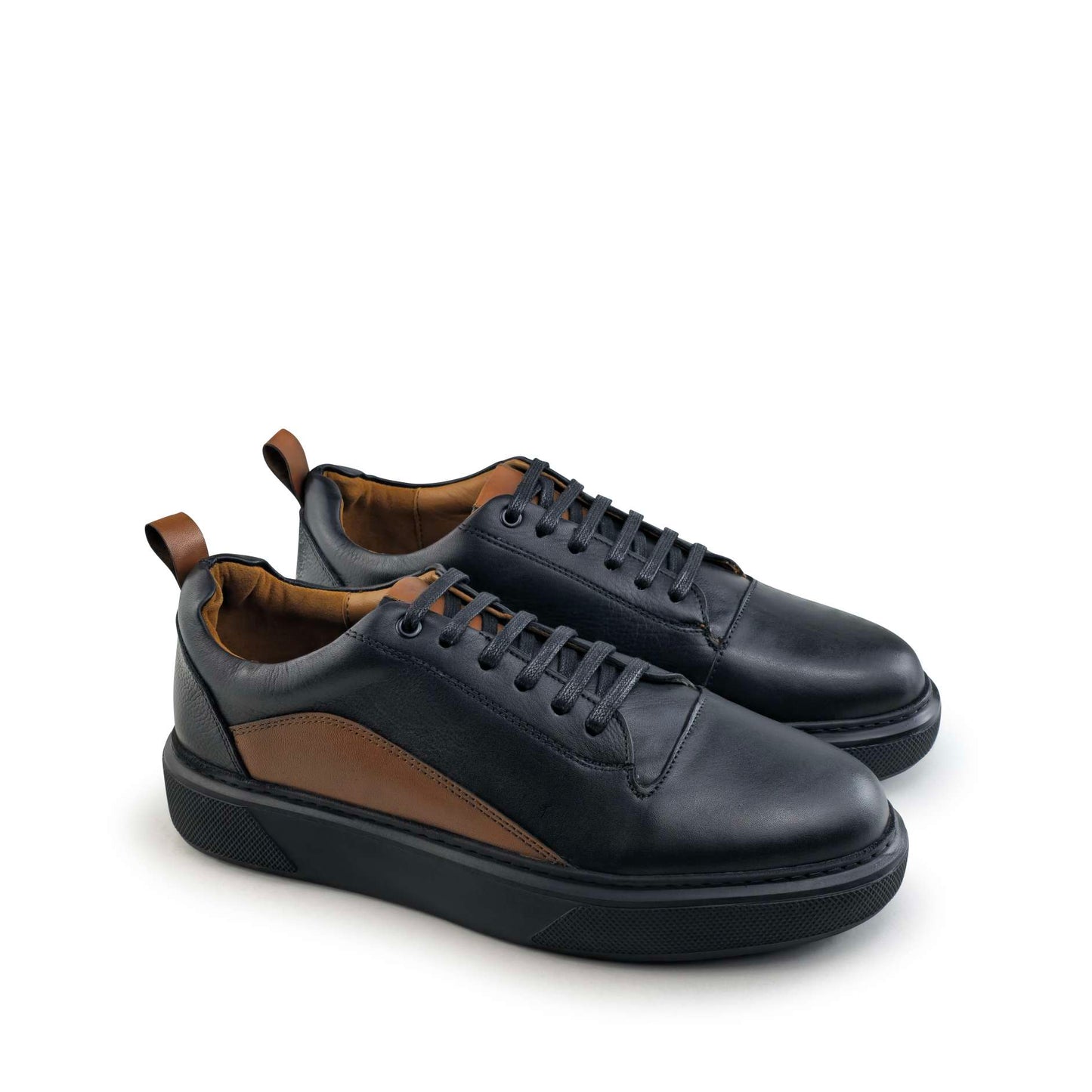 0225 Chaussure Sneaker Homme en cuir  noir/noir