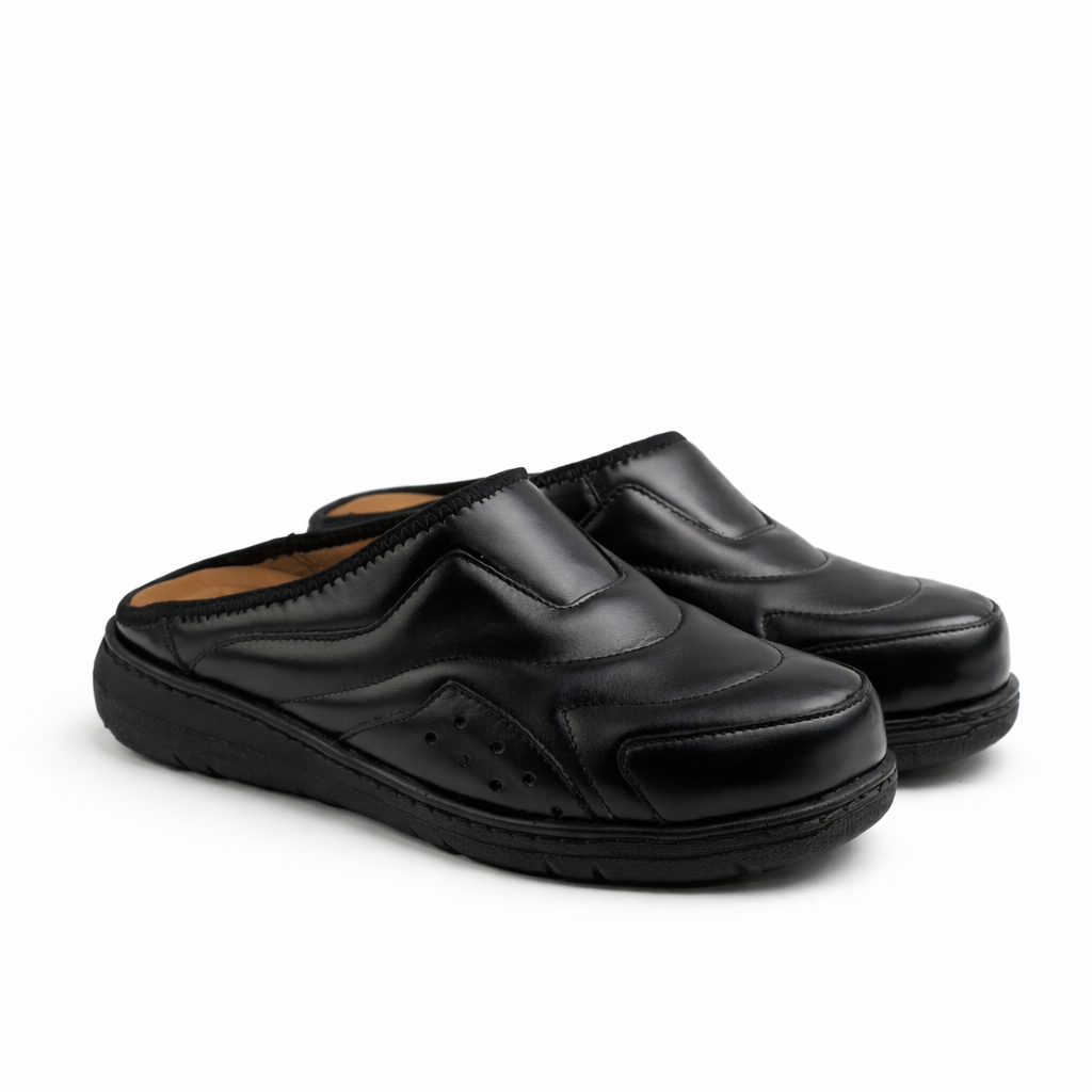 0201 SABOT homme EN CUIR MEDICAL NOIR