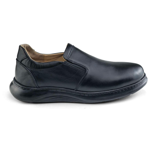 0102 chaussure confort en cuir noir/tabac