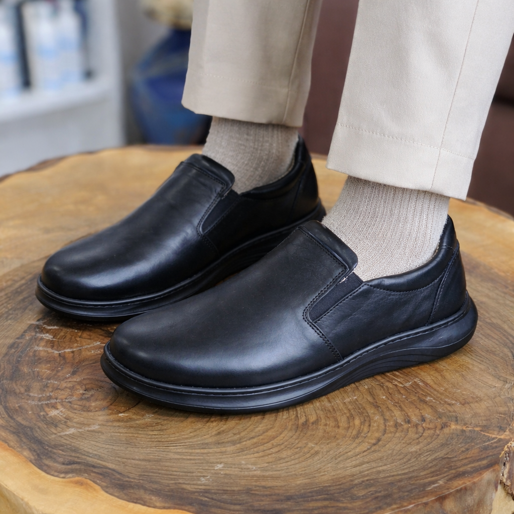 014 chaussure CONFORT EN CUIR NOIR MARRON