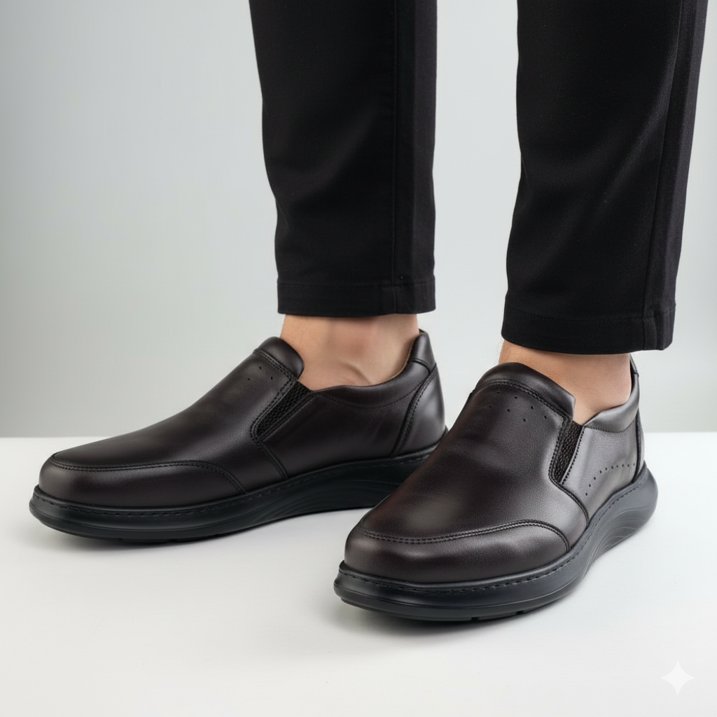 014 chaussure CONFORT EN CUIR NOIR MARRON