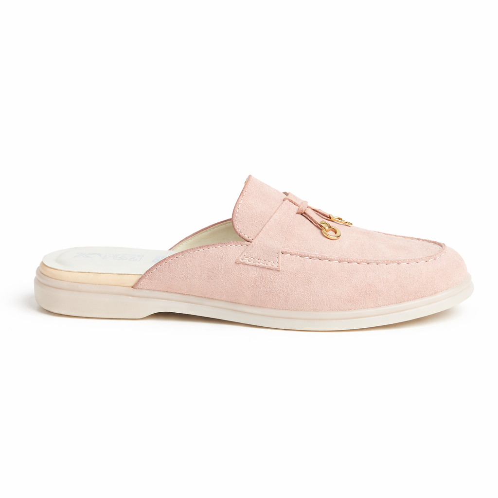 0119 mule Femme en cuir daim rose bebe