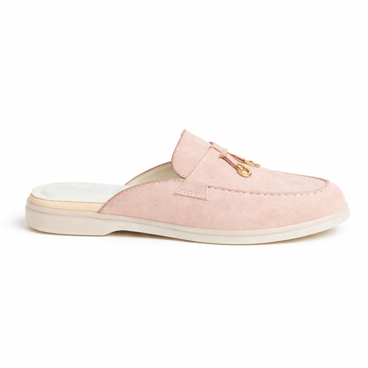 0119 mule Femme en cuir daim rose bebe