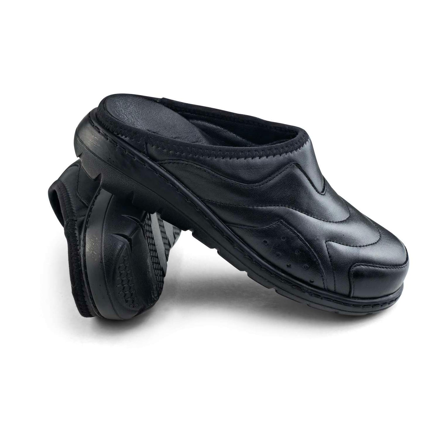 0501 sabot confort en cuir  femme noir