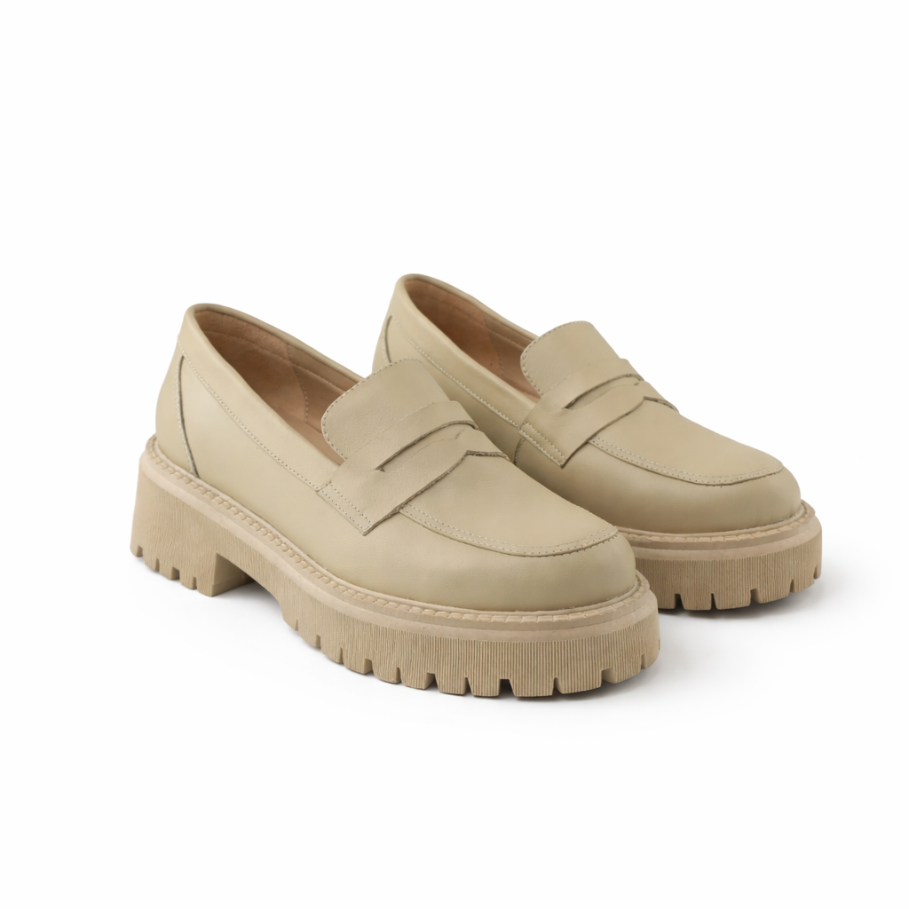 0817 chaussure en cuir femme beige/noir