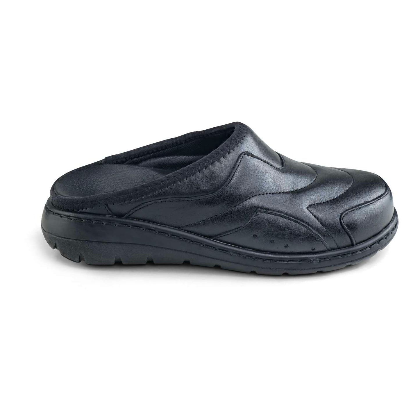 0501 sabot confort en cuir  femme noir