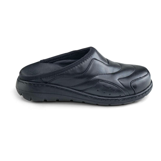 0501 sabot confort en cuir  femme noir