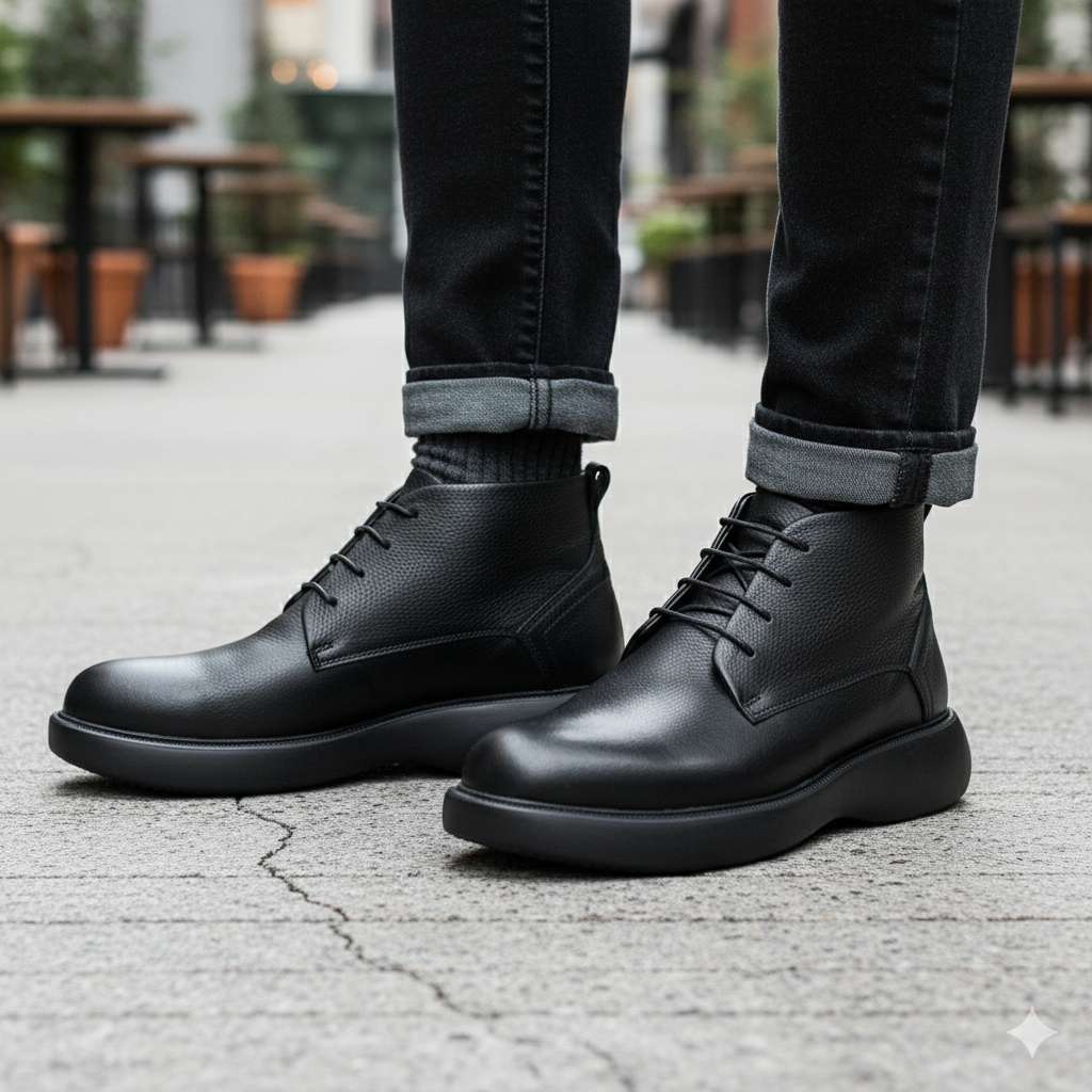 0305 bouttine en cuir homme noir/marron/bleumarin