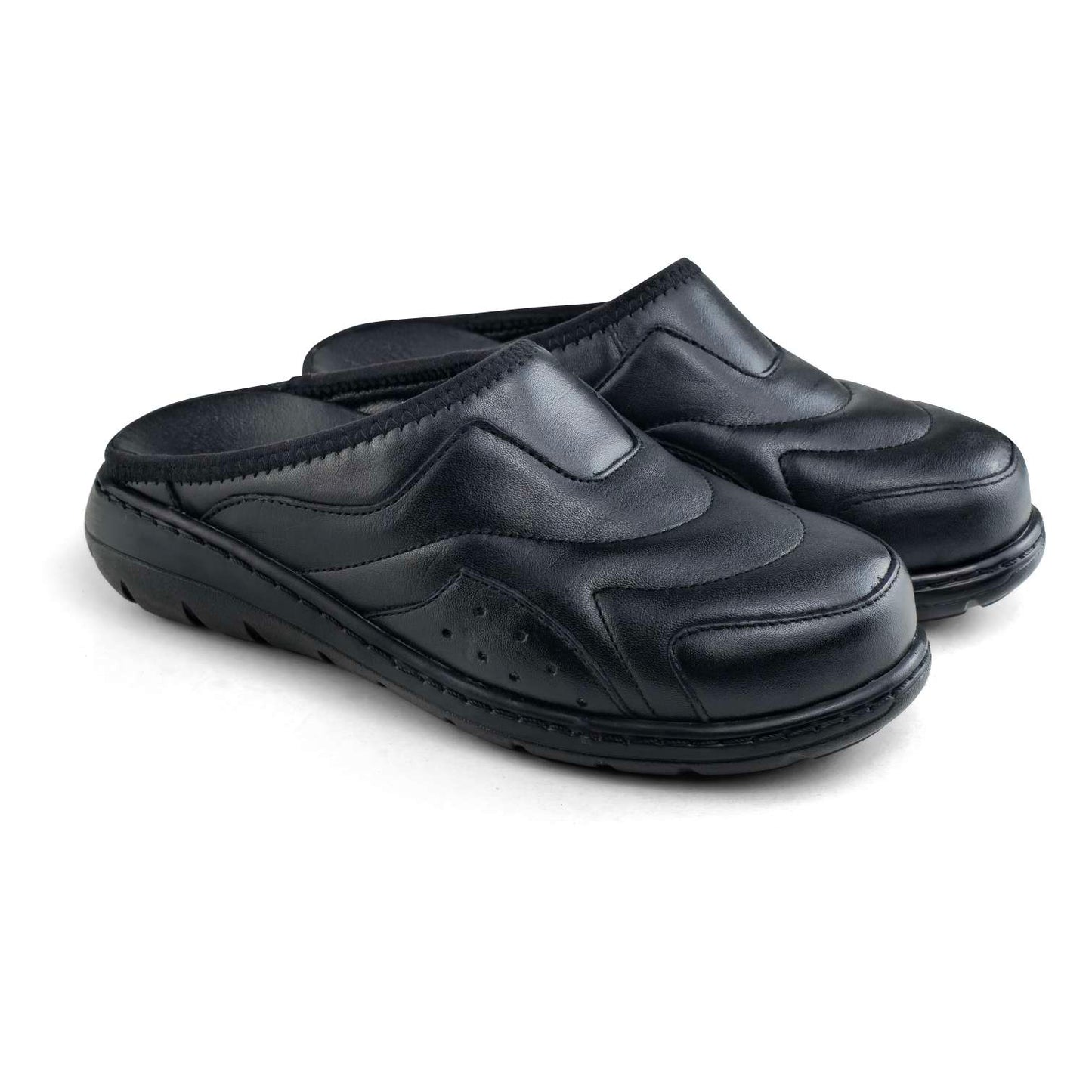 0501 sabot confort en cuir  femme noir