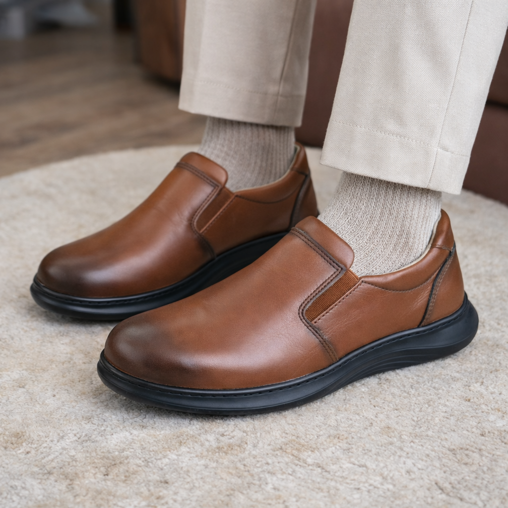 014 chaussure CONFORT EN CUIR NOIR MARRON