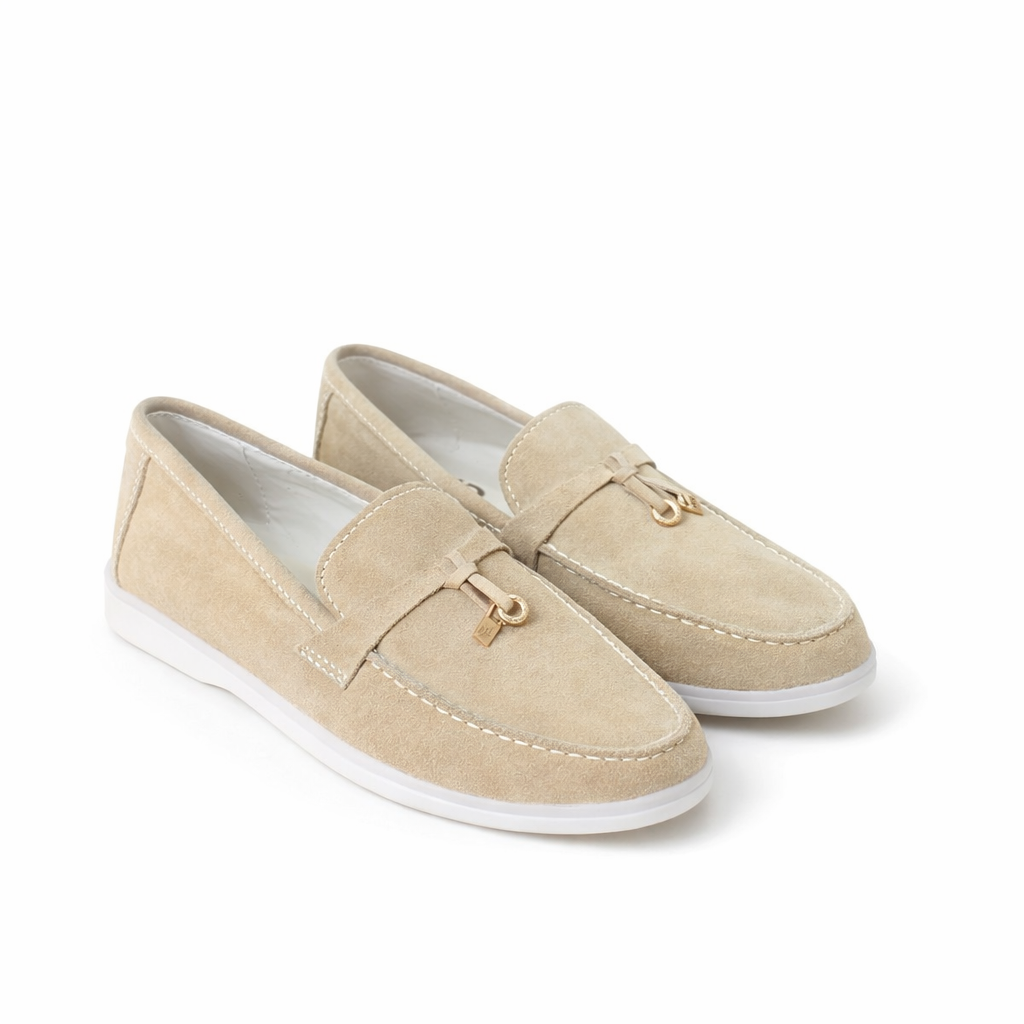 0116 chaussure Femme en cuir daim biege/noir