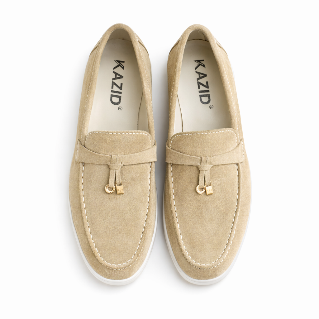 0116 chaussure Femme en cuir daim biege/noir