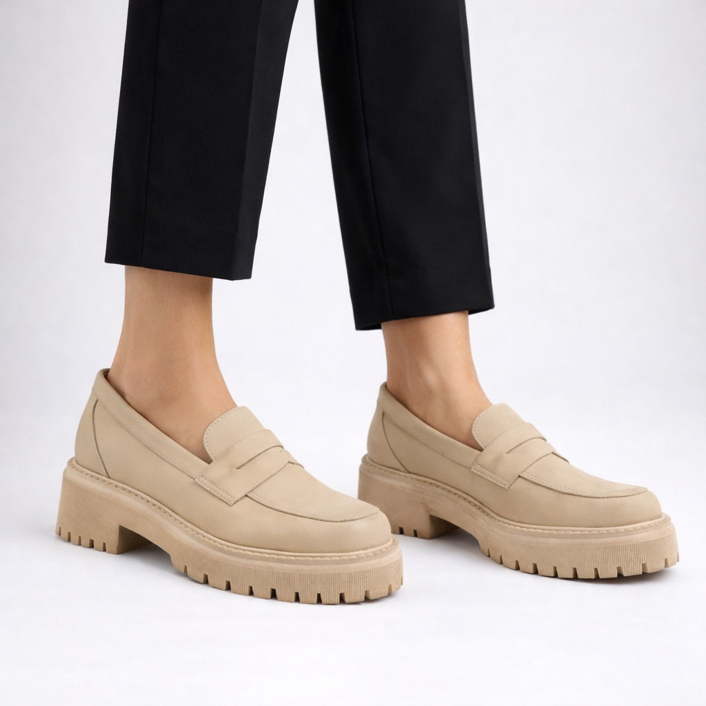 0817 chaussure en cuir femme beige/noir