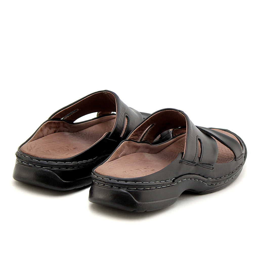021 sandale confort en cuir homme noir